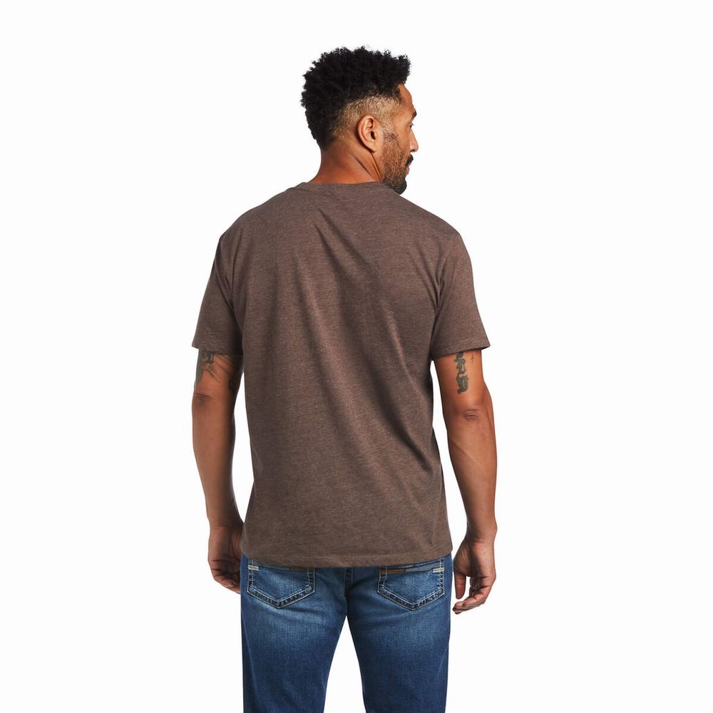 Brown Ariat 100 Proof Men's Polo Shirts | LAQK71460