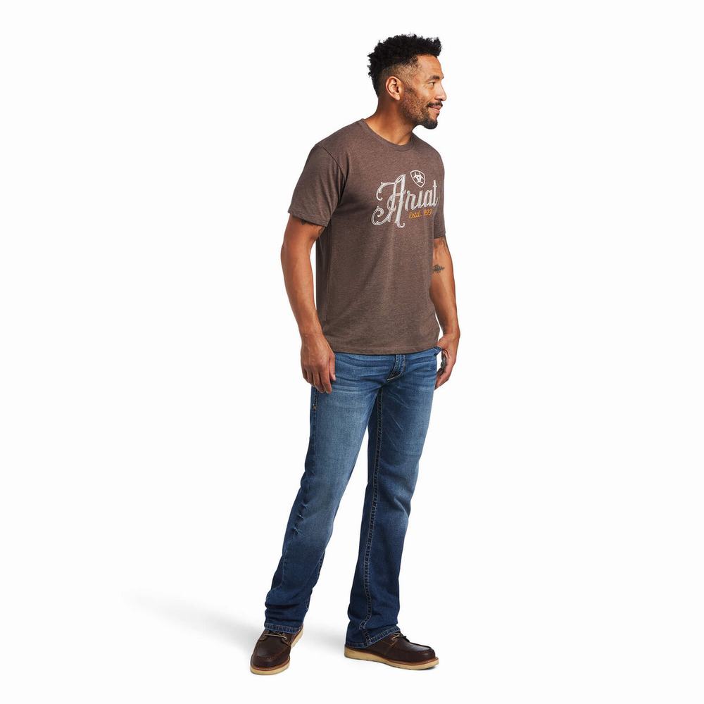 Brown Ariat 100 Proof Men's Polo Shirts | LAQK71460