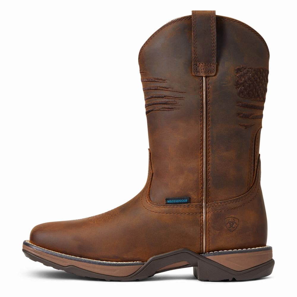 Brown Ariat Anthem Patriot Waterproof Women's Western Boots | JBIU31895