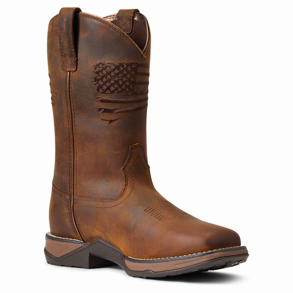 Brown Ariat Anthem Patriot Waterproof Women's Western Boots | JBIU31895