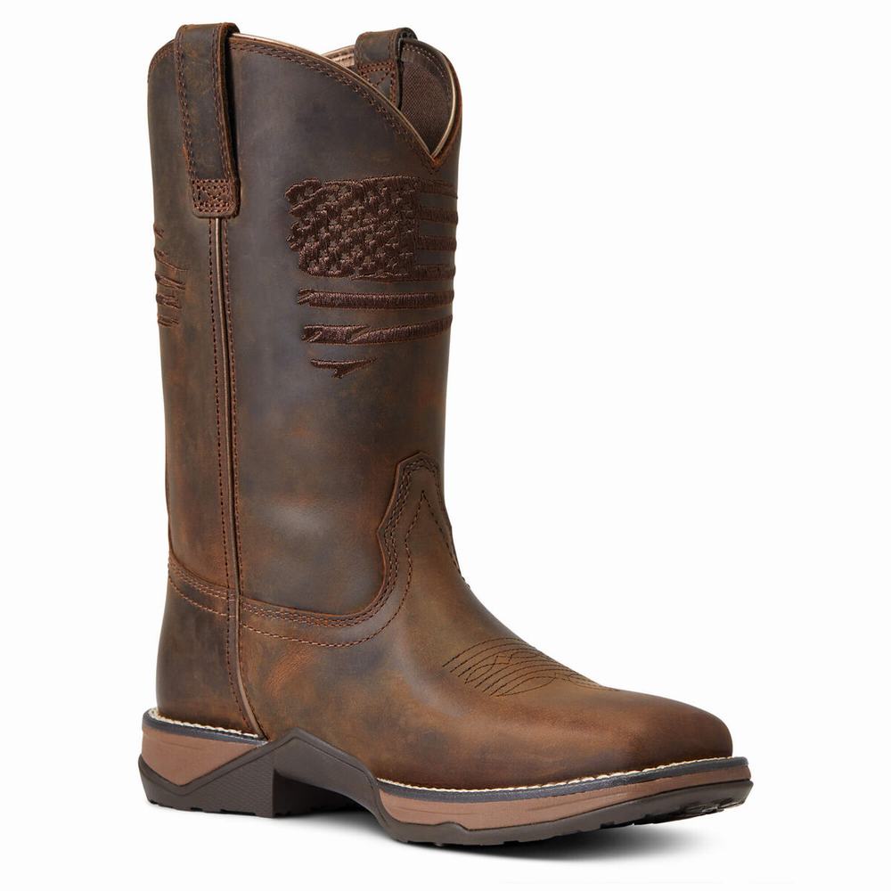 Brown Ariat Anthem Patriot Women's Western Boots | BZGL48702