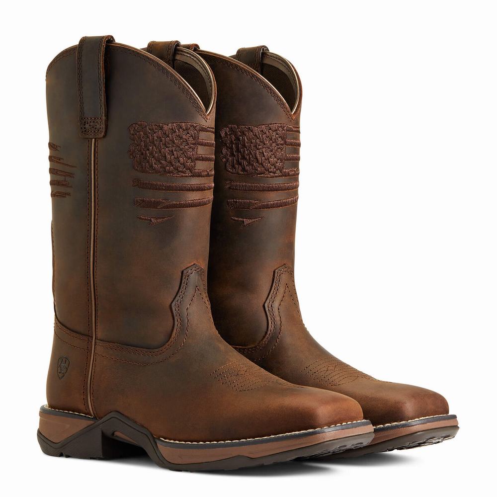 Brown Ariat Anthem Patriot Women's Western Boots | BZGL48702