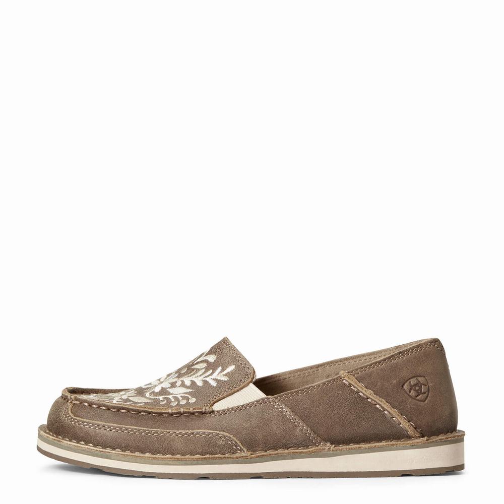 Brown Ariat Cruiser Embroidered Women's Sneakers | NGID65738