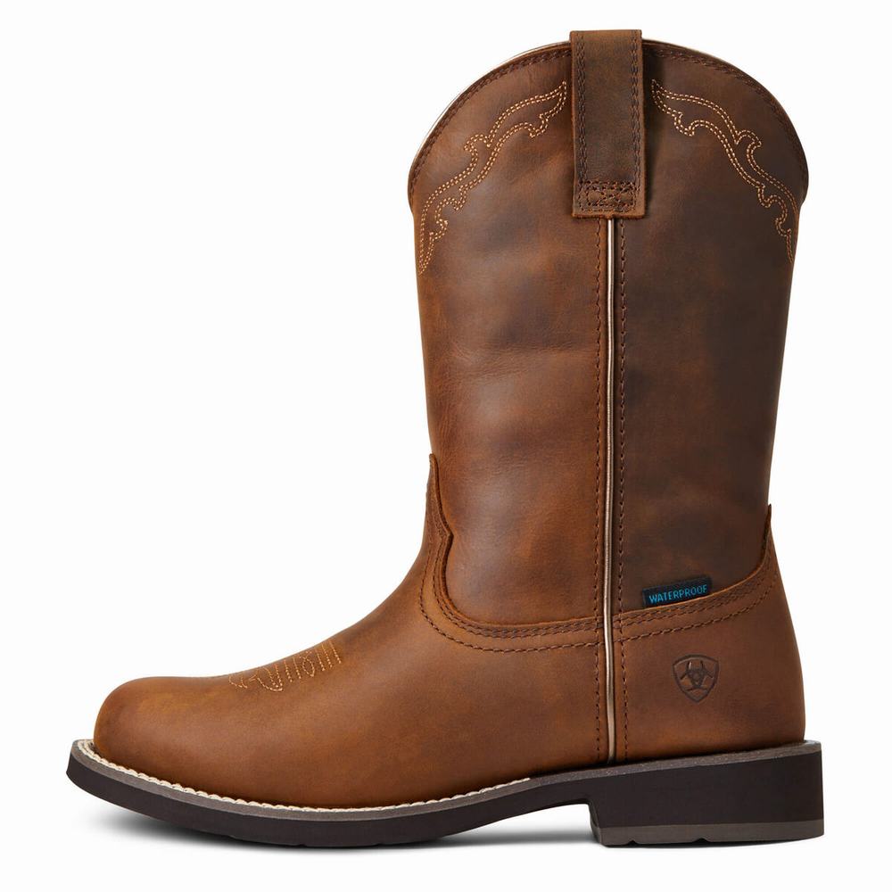 Brown Ariat Delilah Round Toe Waterproof Women's Western Boots | GZIC30487