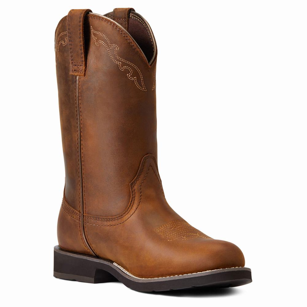 Brown Ariat Delilah Round Toe Waterproof Women's Western Boots | GZIC30487