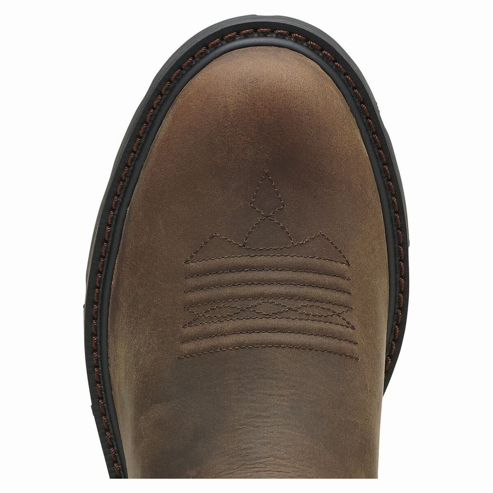 Brown Ariat Groundbreaker Men's Work Boots | HWOS63248