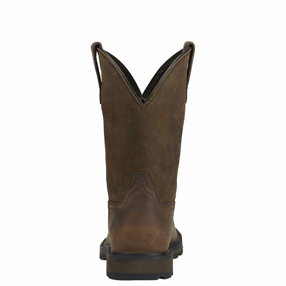 Brown Ariat Groundbreaker Men's Work Boots | HWOS63248