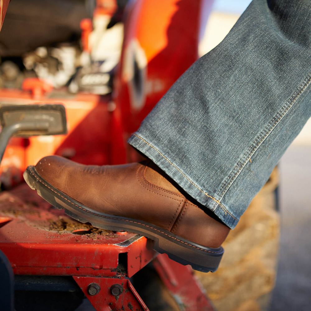 Brown Ariat Groundbreaker Men's Work Boots | HWOS63248