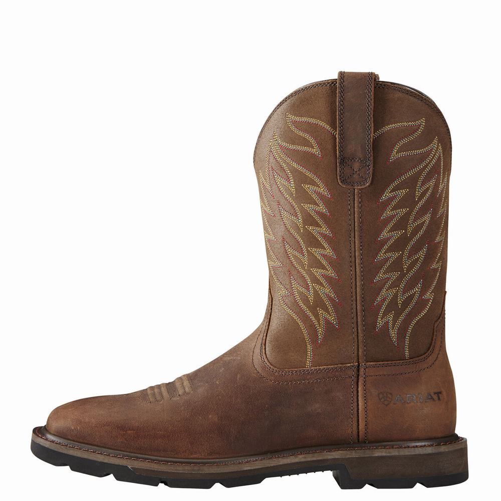 Brown Ariat Groundbreaker Men's Work Boots | SERG79346