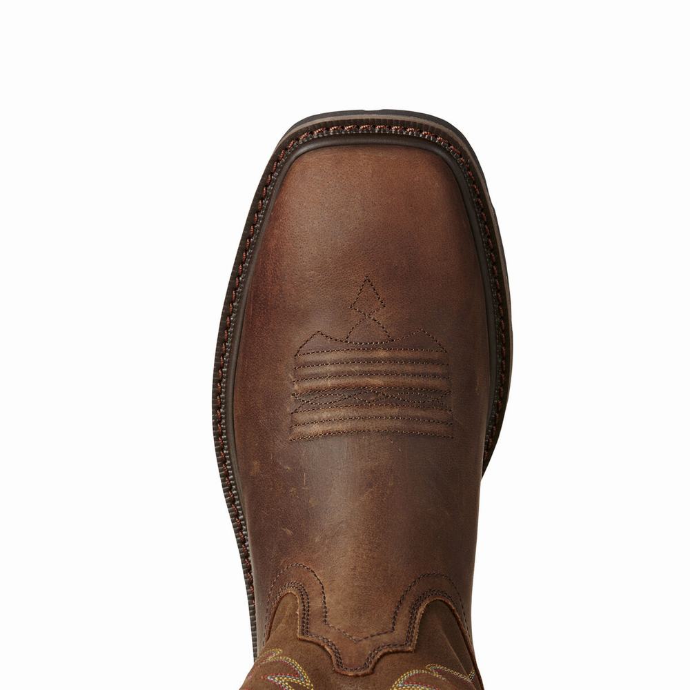 Brown Ariat Groundbreaker Men's Work Boots | SERG79346