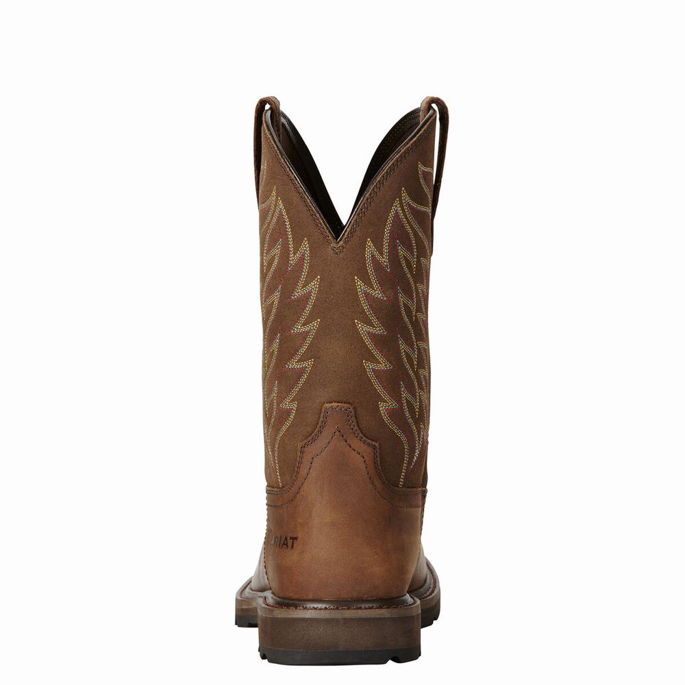 Brown Ariat Groundbreaker Men's Work Boots | SERG79346