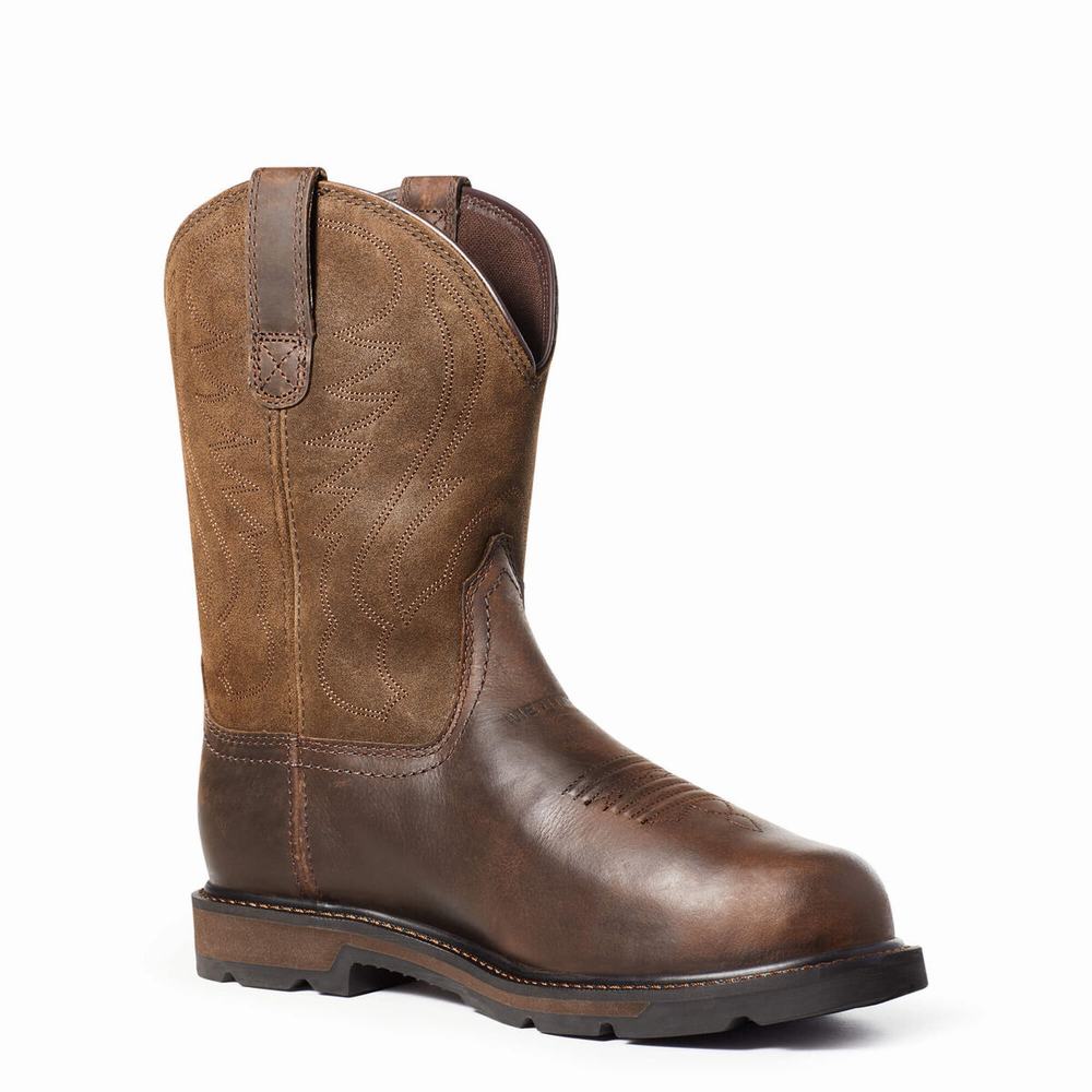 Brown Ariat Groundbreaker MetGuard Steel Toe Men's Work Boots | ZQLT35182