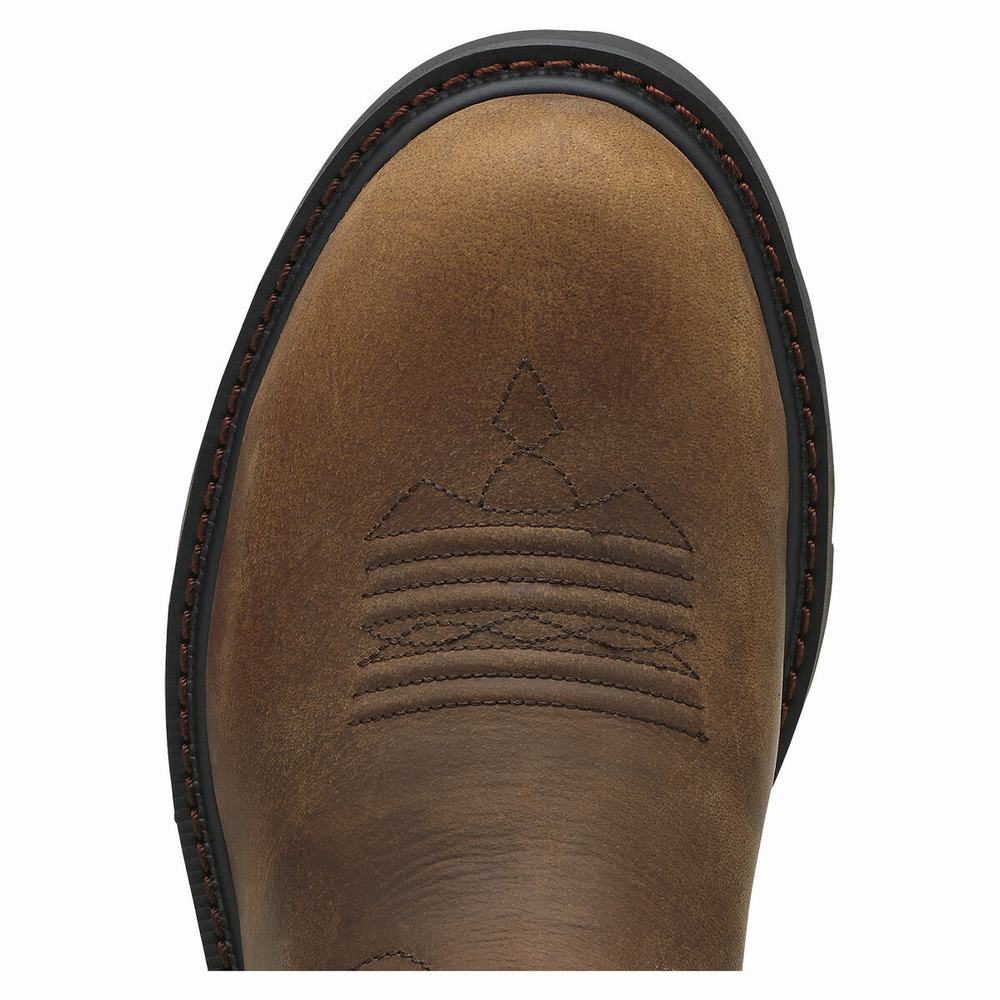 Brown Ariat Groundbreaker Steel Toe Men's Work Boots | TVWR91523