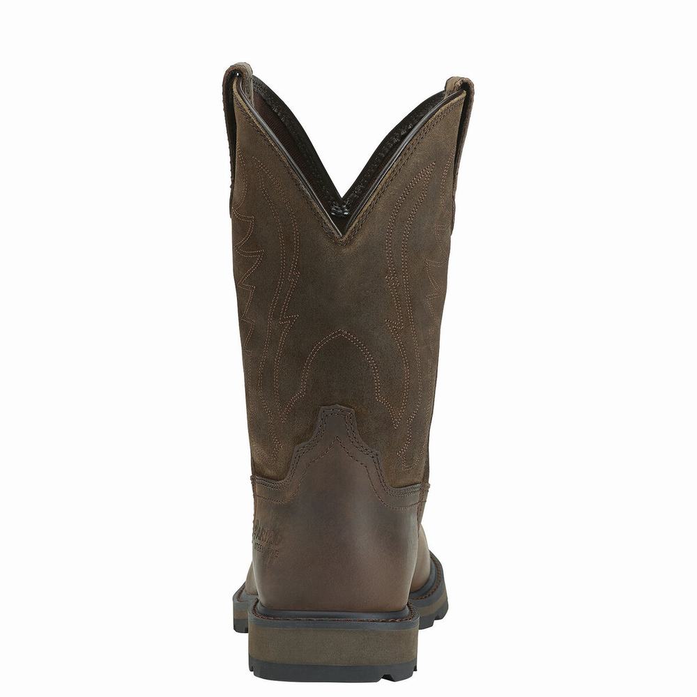 Brown Ariat Groundbreaker Steel Toe Men's Work Boots | TVWR91523