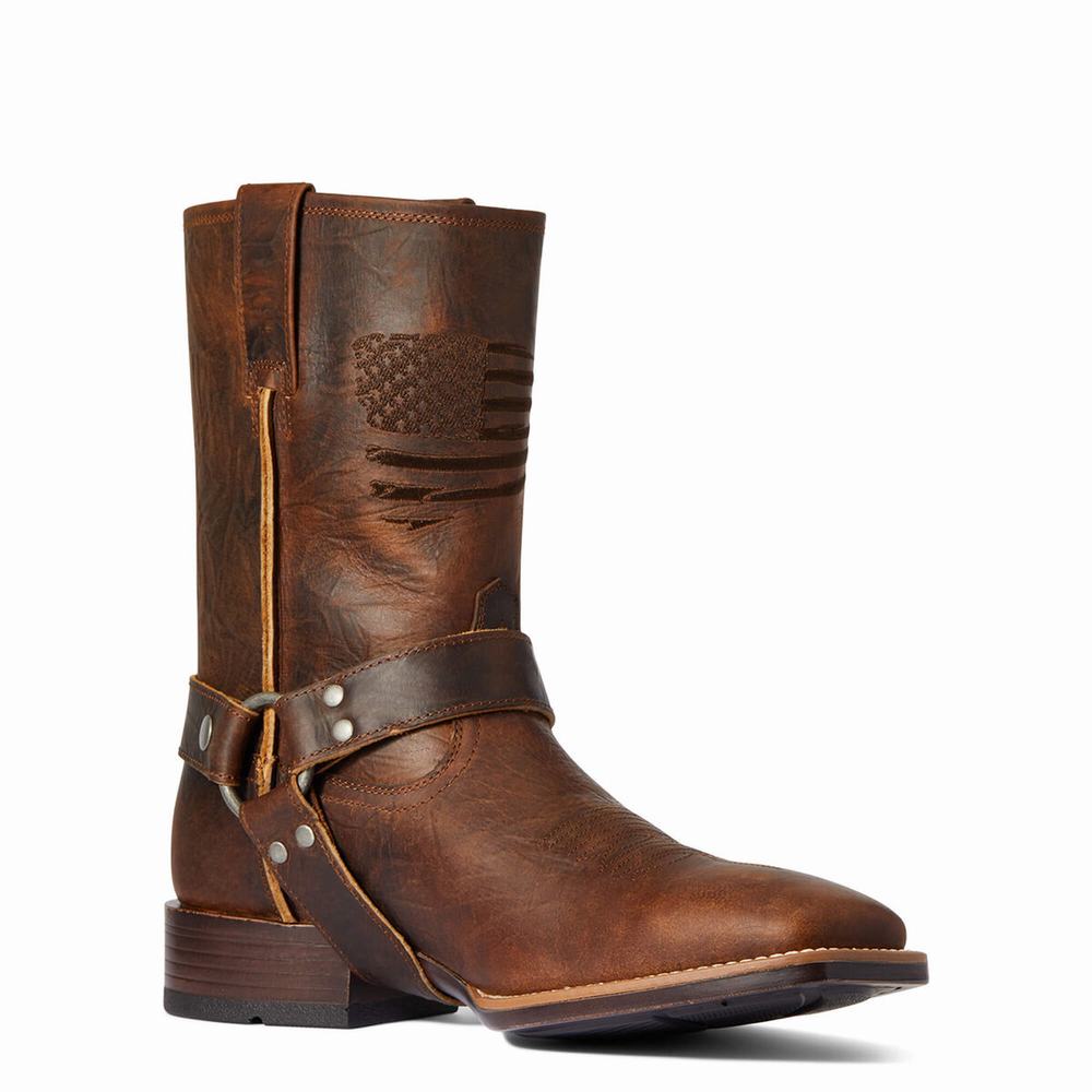 Brown Ariat Harness Patriot Ultra Men's Dress Boots | AVRZ39251