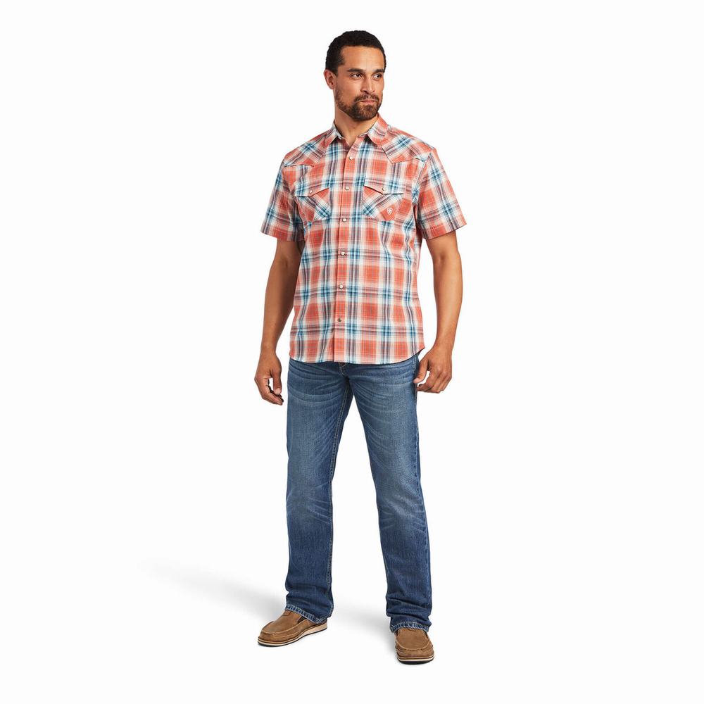 Brown Ariat Hawk Retro Fit Men's Shirts | OHLR72364