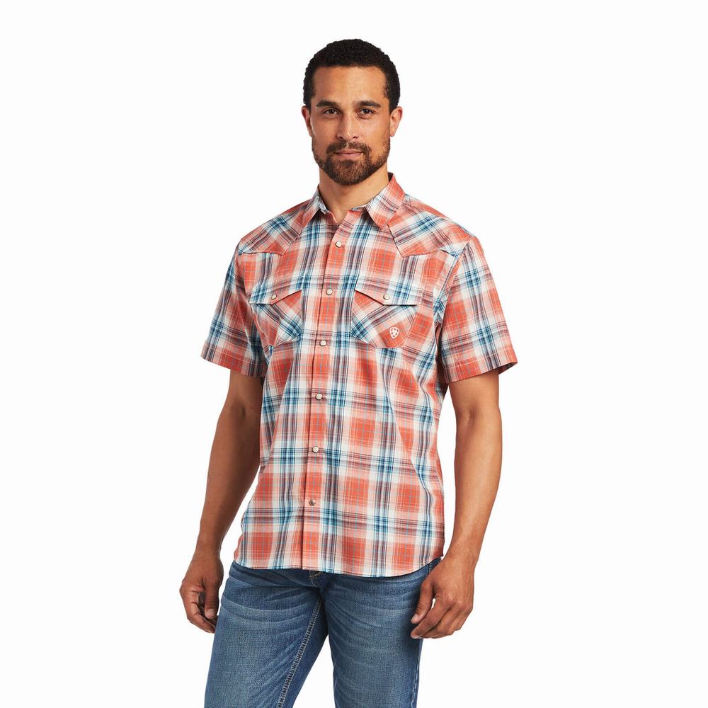 Brown Ariat Hawk Retro Fit Men\'s Shirts | OHLR72364