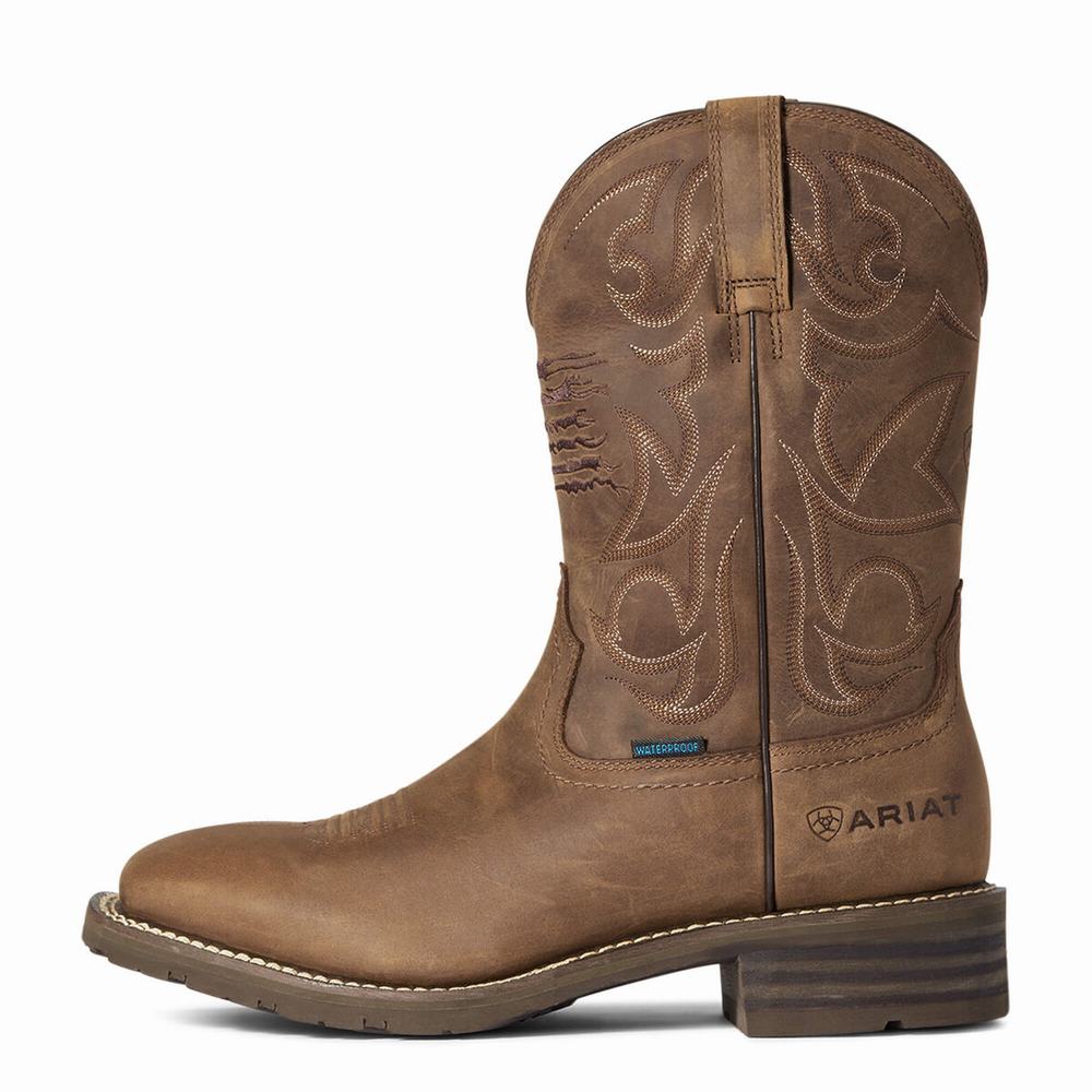 Brown Ariat Hybrid Patriot Waterproof Men's Waterproof Boots | CVDP98704