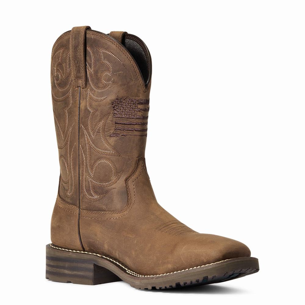 Brown Ariat Hybrid Patriot Waterproof Men's Waterproof Boots | CVDP98704