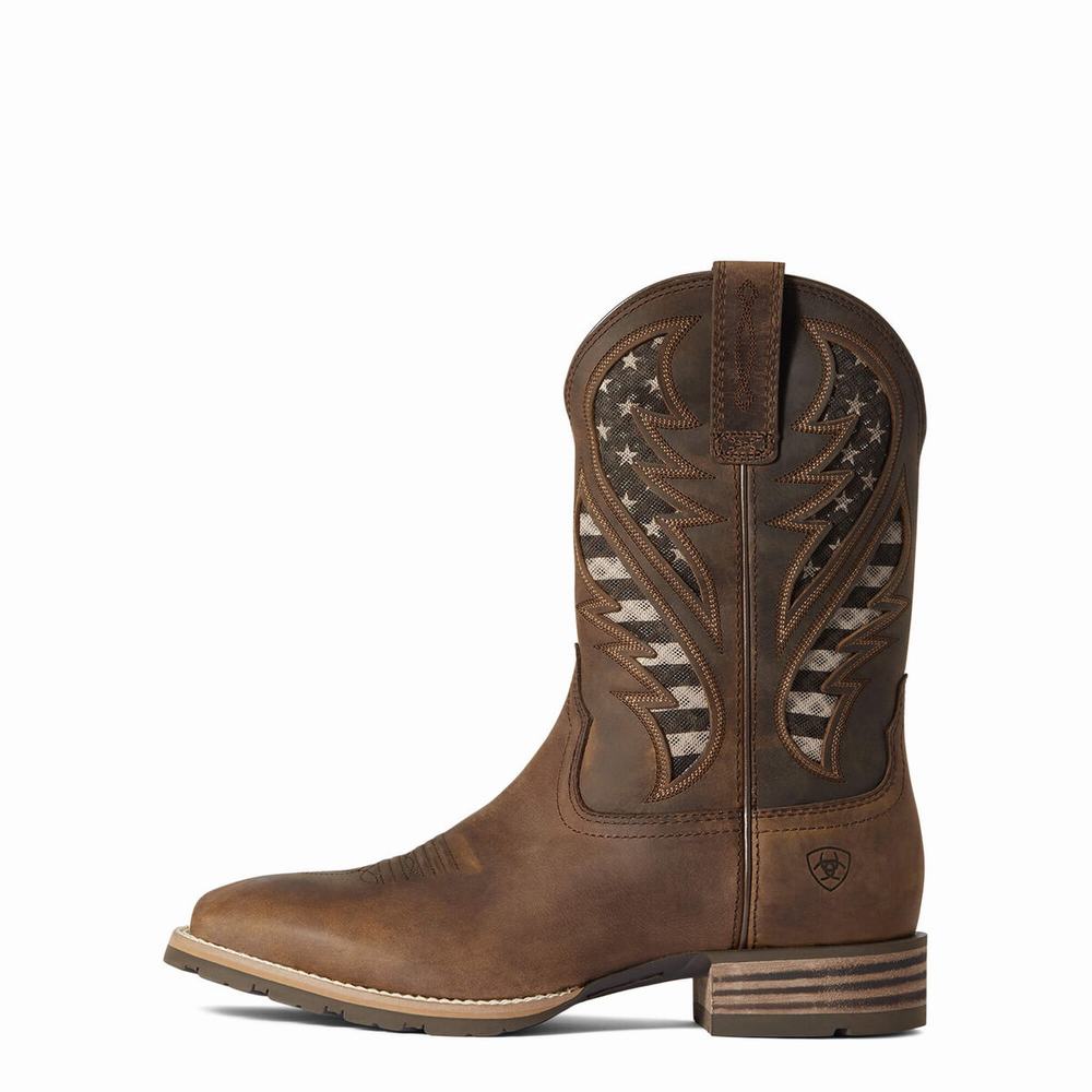 Brown Ariat Hybrid VentTEK Men's Western Boots | RUID71835