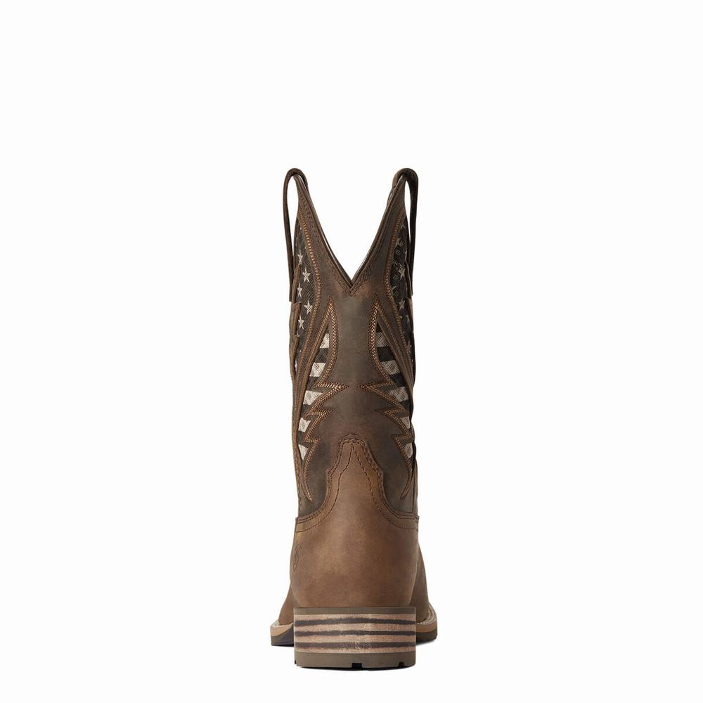 Brown Ariat Hybrid VentTEK Men's Western Boots | RUID71835