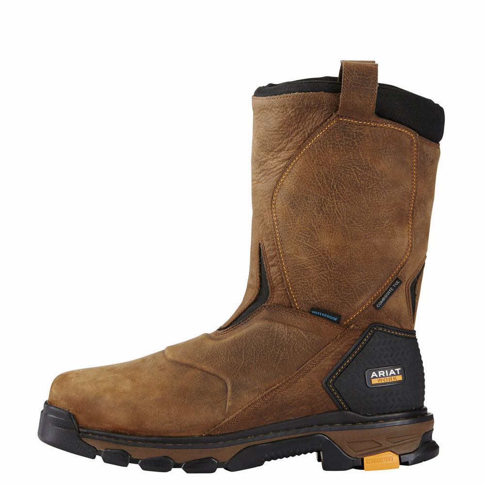 Brown Ariat Intrepid Pull-On Waterproof Composite Toe Men's Waterproof Boots | UOYA49152