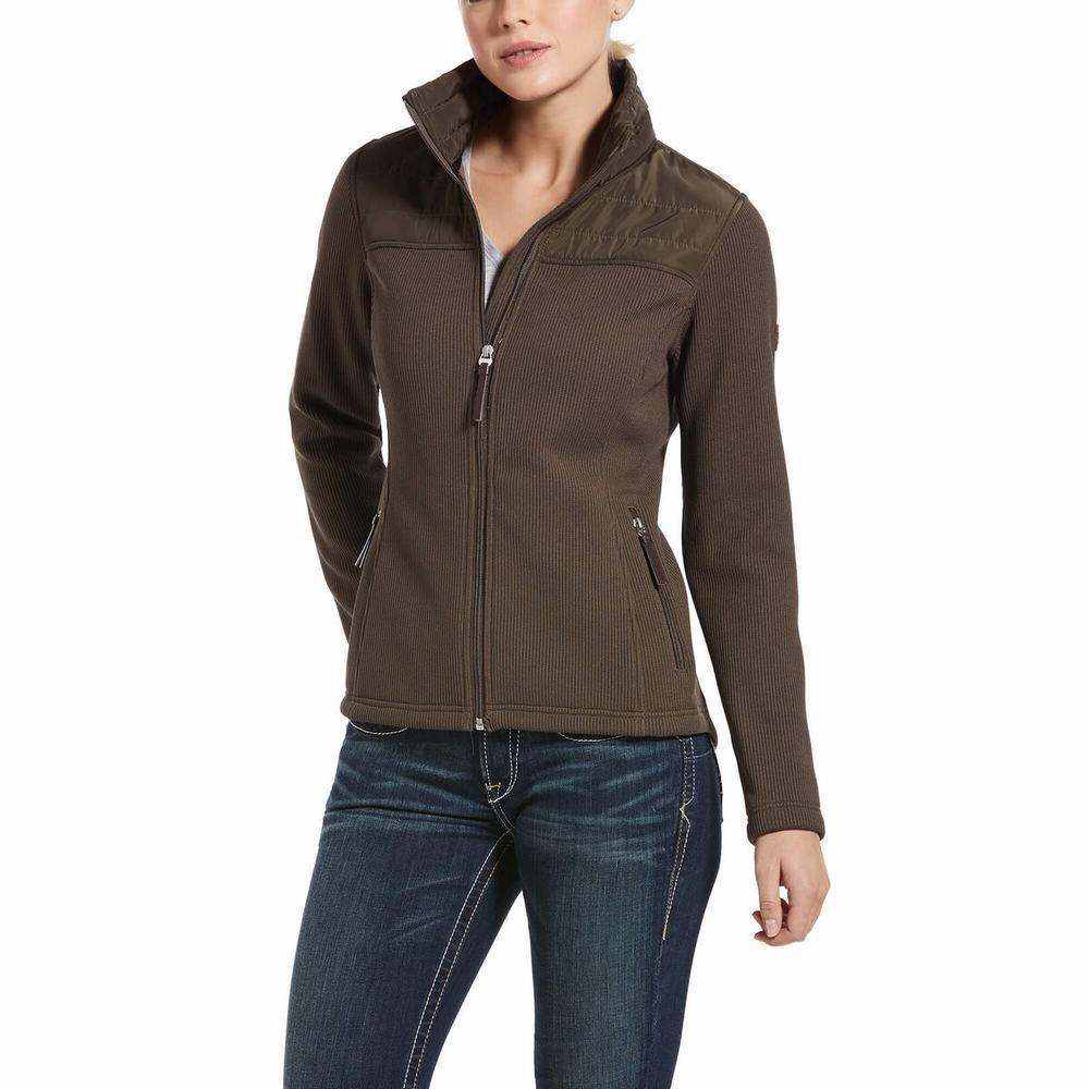 Brown Ariat Kalispell Full Zip Women\'s Hoodies | IHEW46758