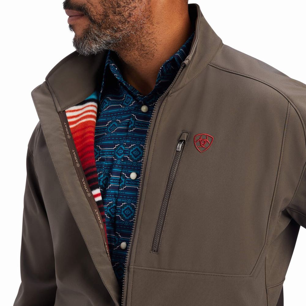 Brown Ariat Logo 2.0 Softshell Men's Jackets | KGED24871