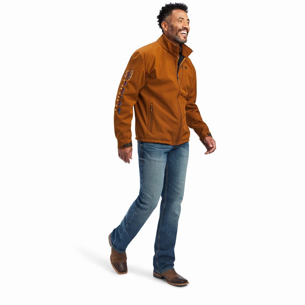 Brown Ariat Logo 2.0 Softshell Men's Jackets | ROEL13870