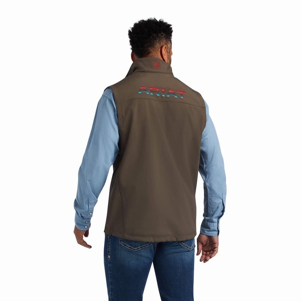 Brown Ariat Logo 2.0 Softshell Men's Jackets | UFYI72109