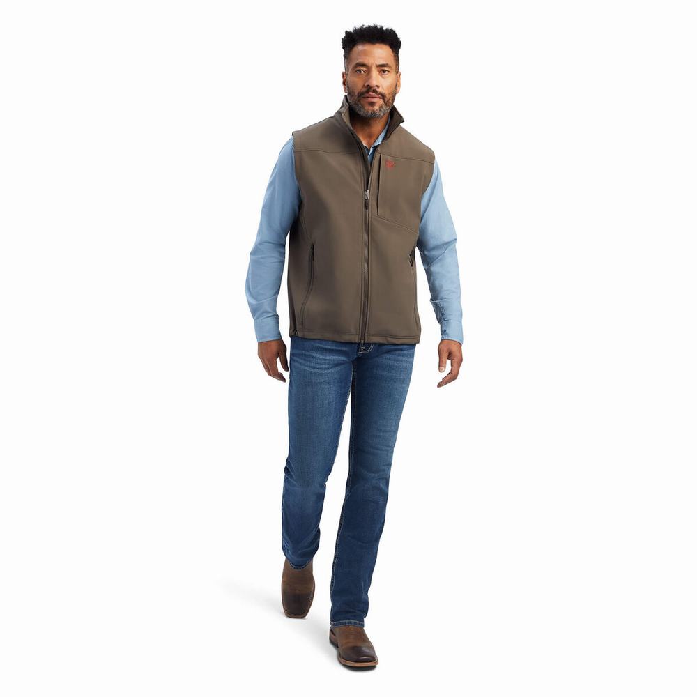 Brown Ariat Logo 2.0 Softshell Men's Jackets | UFYI72109