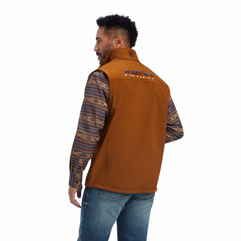 Brown Ariat Logo 2.0 Softshell Men's Jackets | UQVS02874