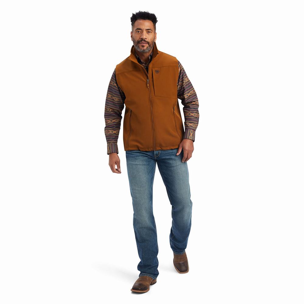 Brown Ariat Logo 2.0 Softshell Men's Jackets | UQVS02874