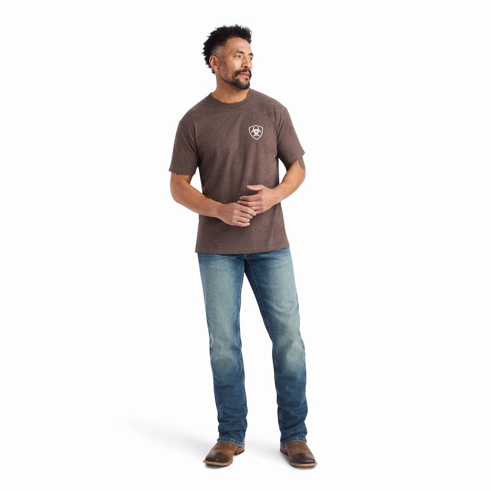 Brown Ariat Minimalist Men's Polo Shirts | YMAF48359