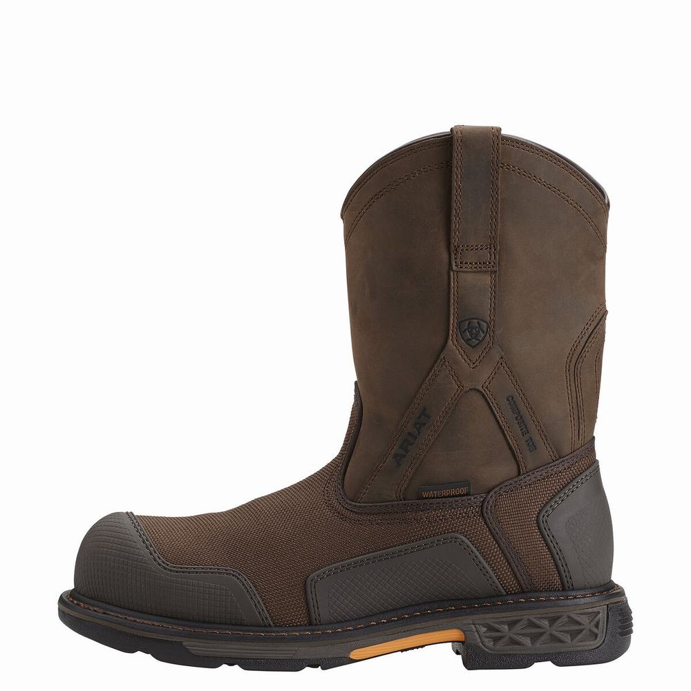 Brown Ariat OverDrive XTR Waterproof Composite Toe Men's Waterproof Boots | RQFD03754