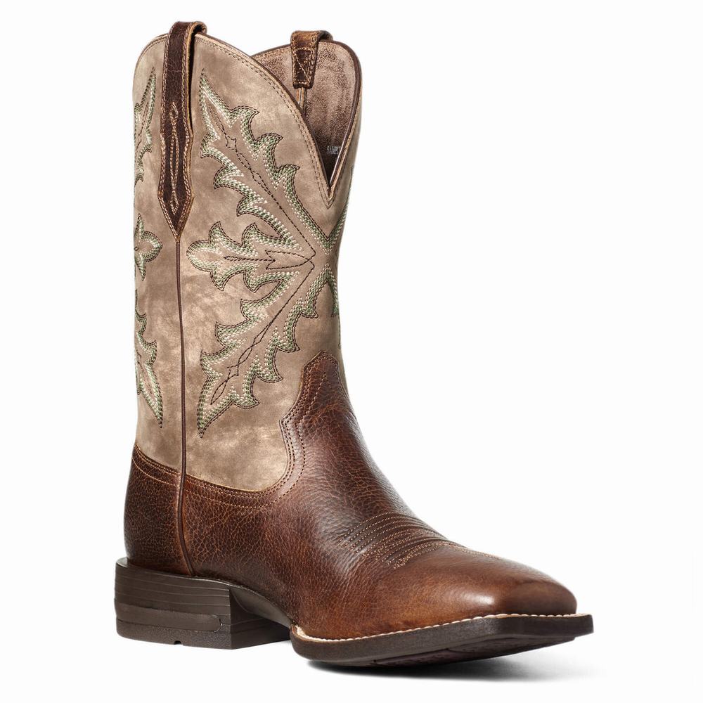 Brown Ariat Qualifier Men's Western Boots | SKEM80417