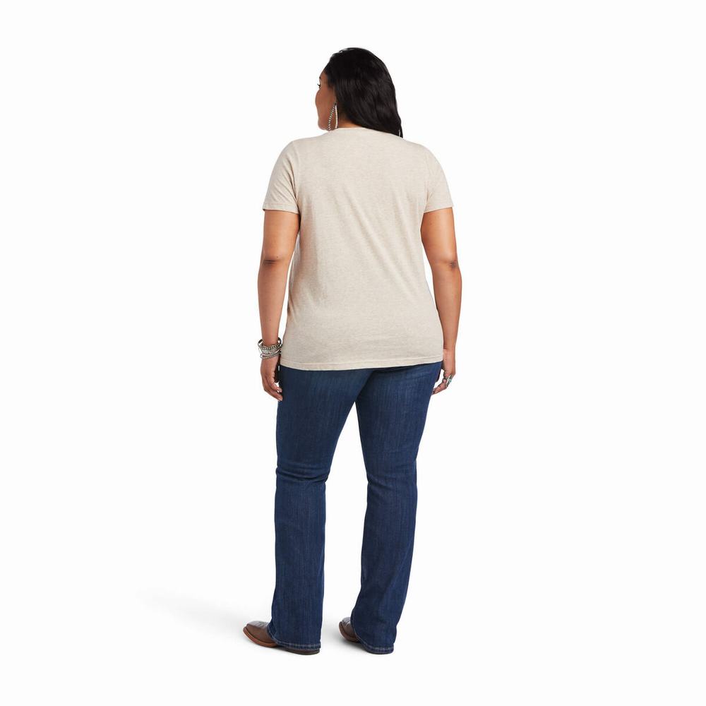 Brown Ariat REAL Moo Women's Tops | HVZK90832