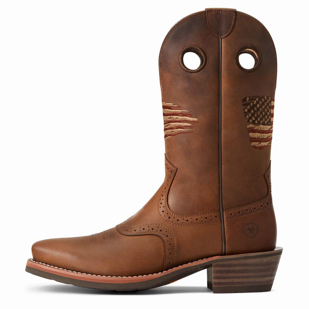 Brown Ariat Roughstock Patriot Men's Western Boots | HDSE86152