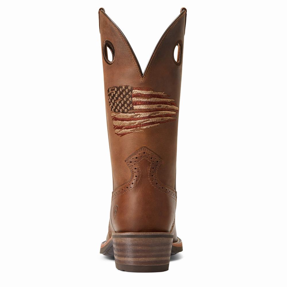 Brown Ariat Roughstock Patriot Men's Western Boots | HDSE86152