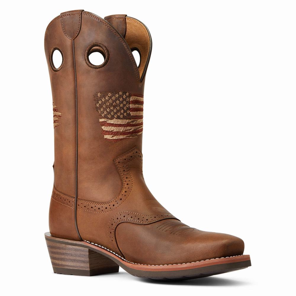 Brown Ariat Roughstock Patriot Men's Western Boots | HDSE86152