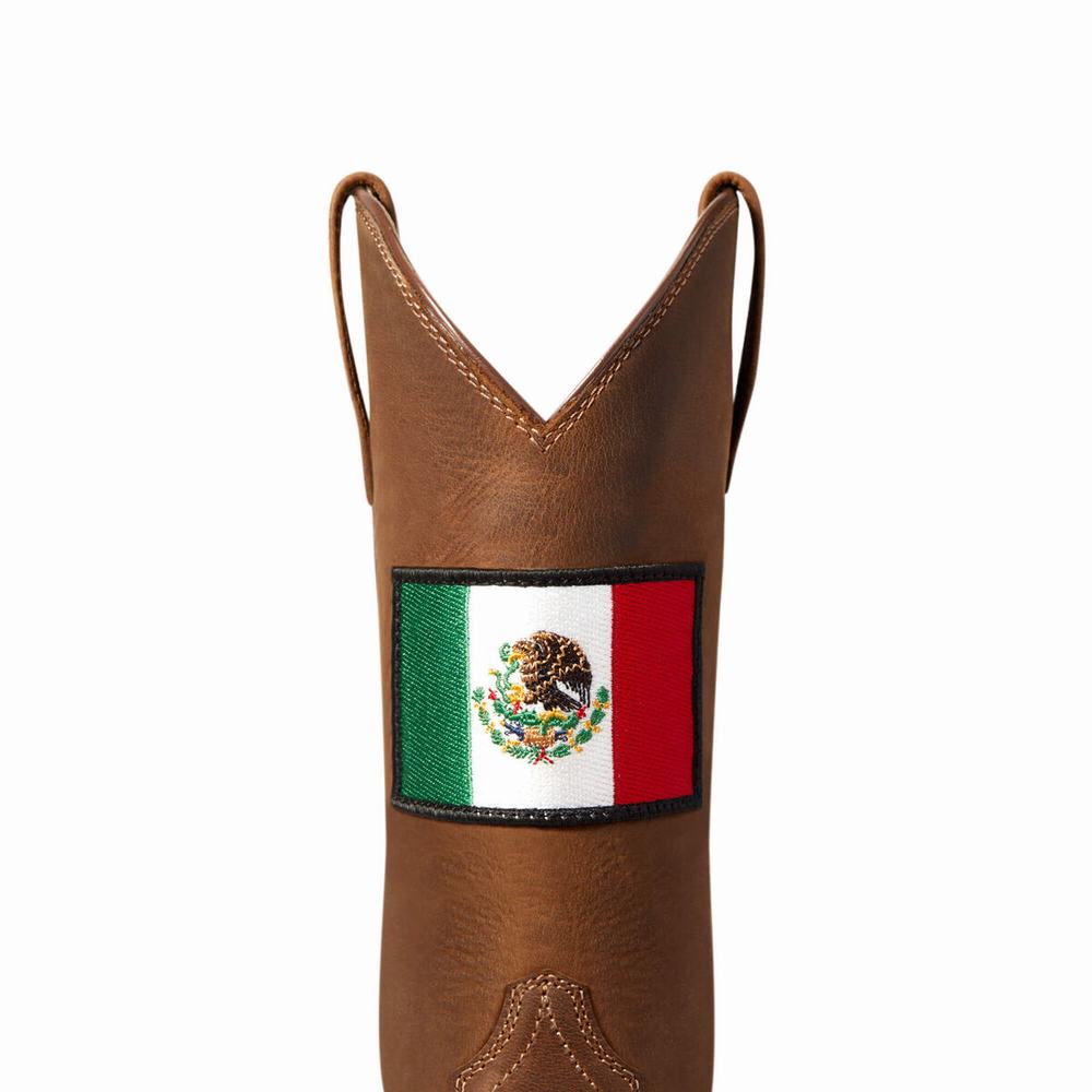 Brown Ariat Round Up Orgullo Mexicano Women's Western Boots | SUXW83697