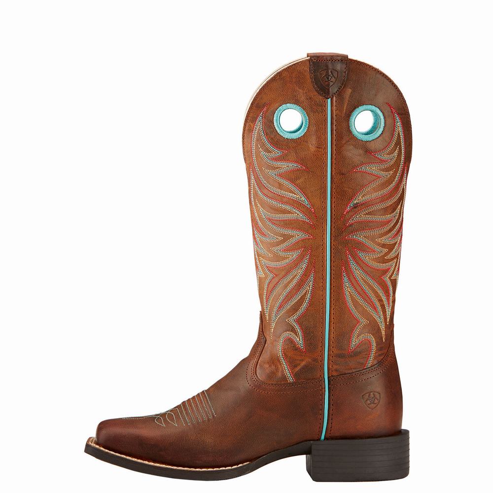 Brown Ariat Round Up Ryder Women's Western Boots | INJD68702