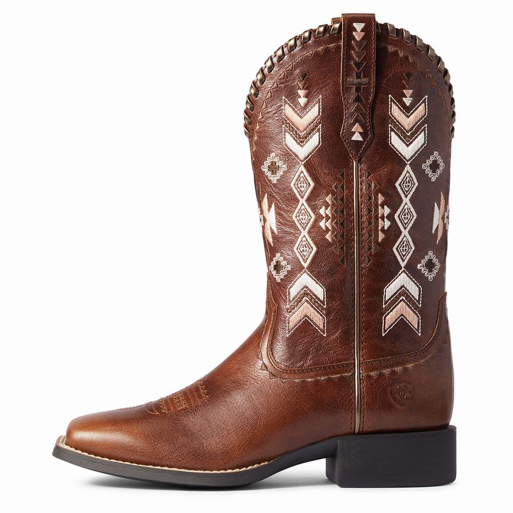 Brown Ariat Round Up Skyler Women's Western Boots | TVYE31682