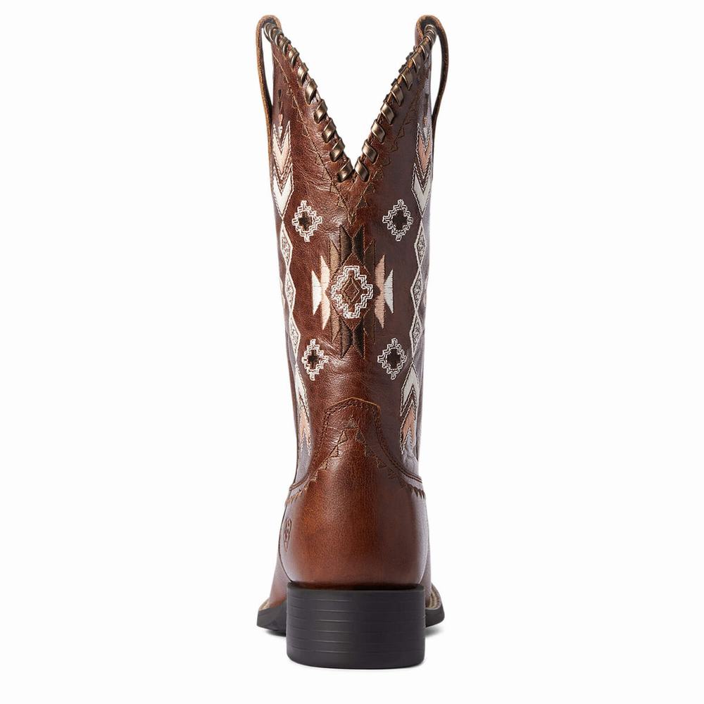 Brown Ariat Round Up Skyler Women's Western Boots | TVYE31682