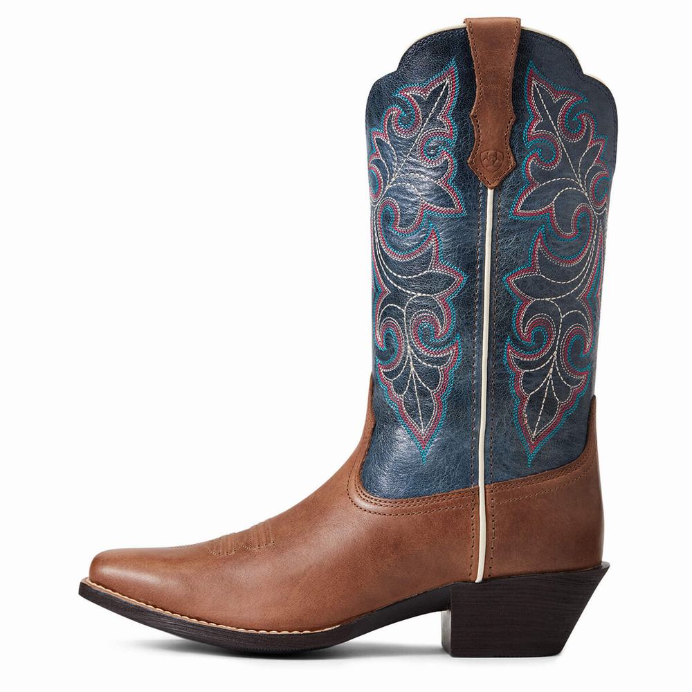 Brown Ariat Round Up Square Toe Women's Western Boots | MFUA74835