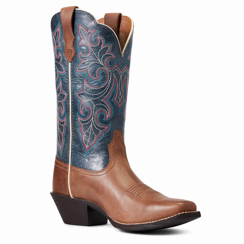 Brown Ariat Round Up Square Toe Women's Western Boots | MFUA74835