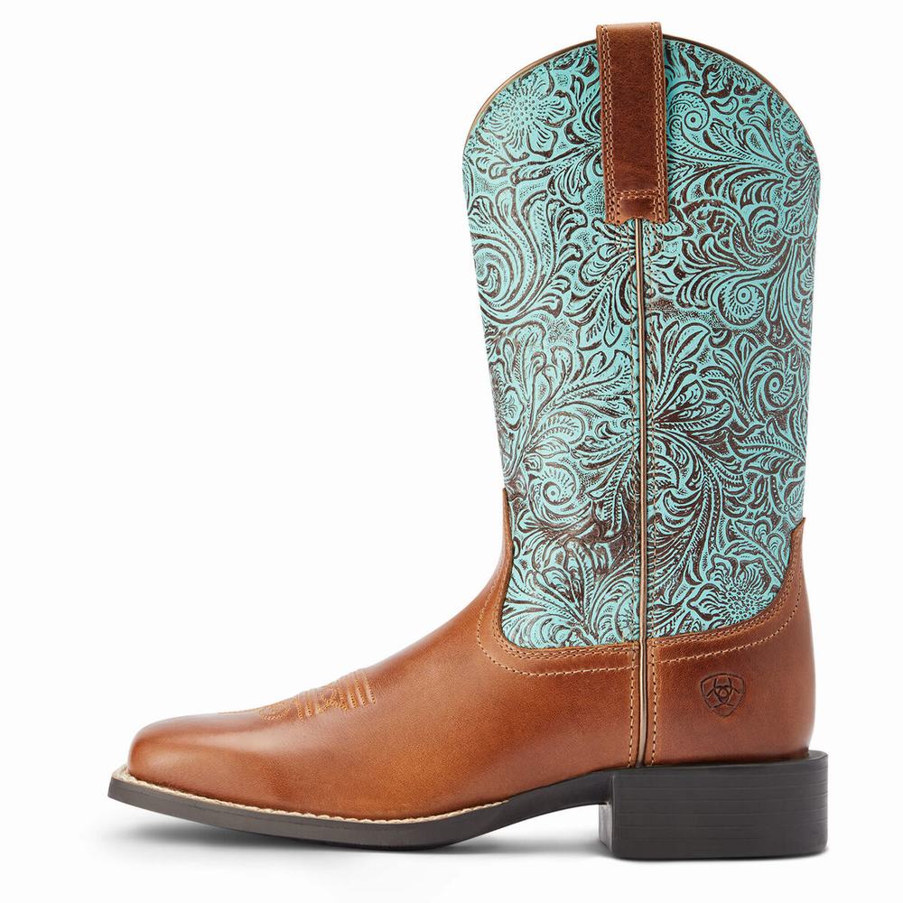 Brown Ariat Round Up Wide Square Toe Women's Western Boots | ERQW29137