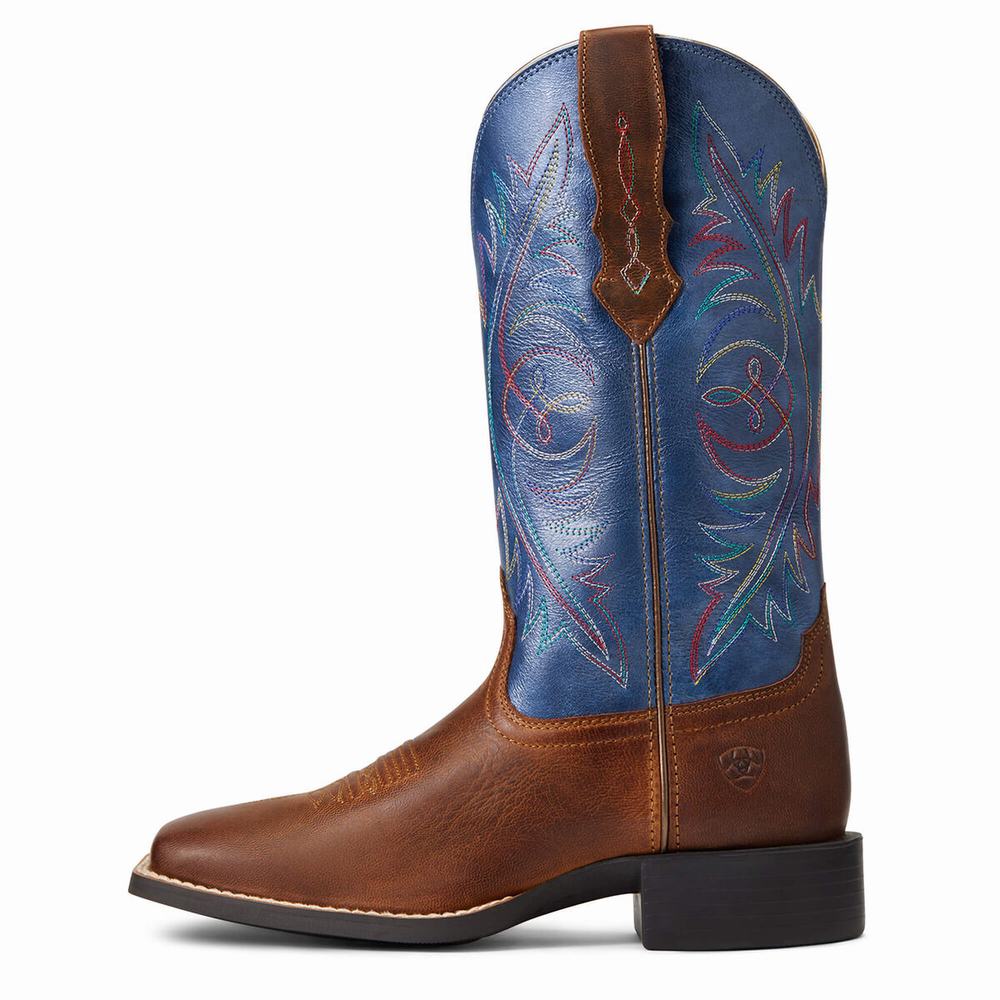 Brown Ariat Round Up Wide Square Toe Women's Western Boots | WFCJ70461