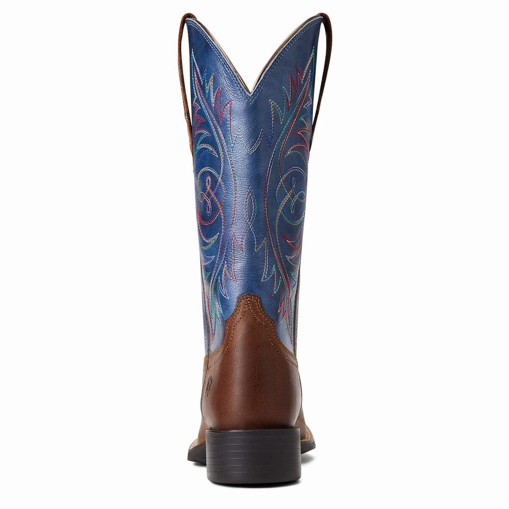 Brown Ariat Round Up Wide Square Toe Women's Western Boots | WFCJ70461