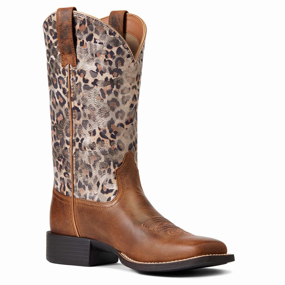 Brown Ariat Round Up Wide Square Toe Women's Western Boots | XNIL34685